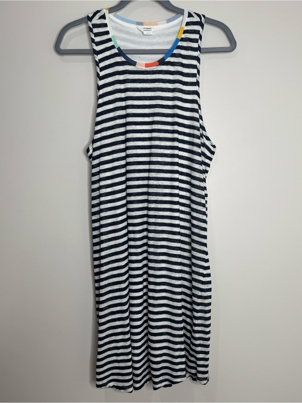 Splendid x Margherita Ciao Bella Striped Linen Cotton Mini Tank Dress Size Large